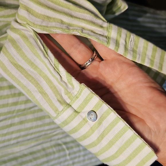 BNWT fits UK size 14 16 v pretty lime stripe linen shirt tunic dress long blouse - Picture 11 of 16
